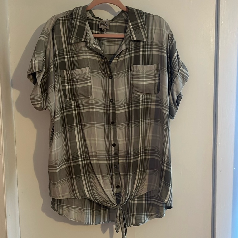 blouse, from Como Vintage, size 2x, green plaid